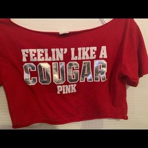 pink victoria secret college crop top